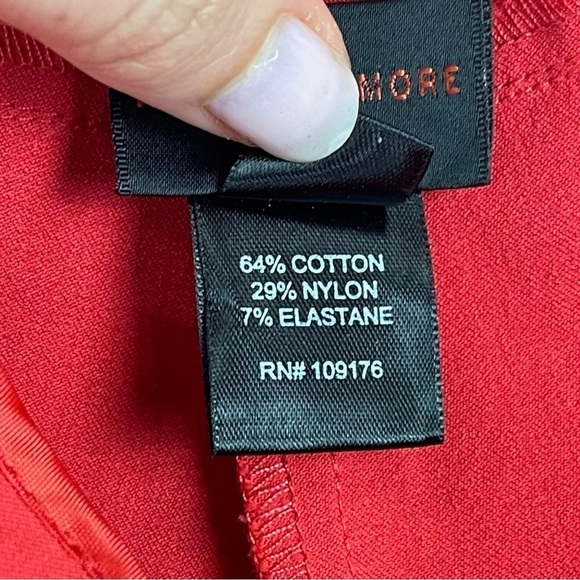 NINA MCLEMORE RED COTTON BLEND HIGH RISE SLIM TROUSER PANT - Picture 11 of 12